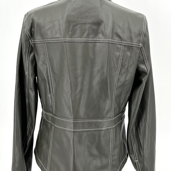 Sam Edelman Vegan‎ Faux Leather Women’s Jacket Medium Loden Brown NWT - Picture 5 of 12